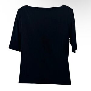 Mix It Black Stretch Top Size Large Boat Neck Short Sleeve Minimalist